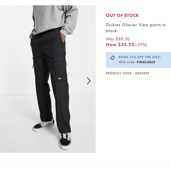 Dickies Other - Asos Dickies Glacier View pants in black Size 32 NWT